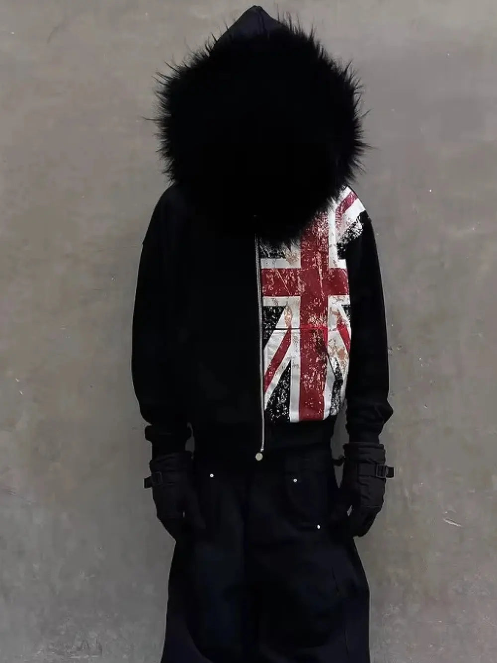 Rebel Flag Full-Zip Faux Fur Hoodie