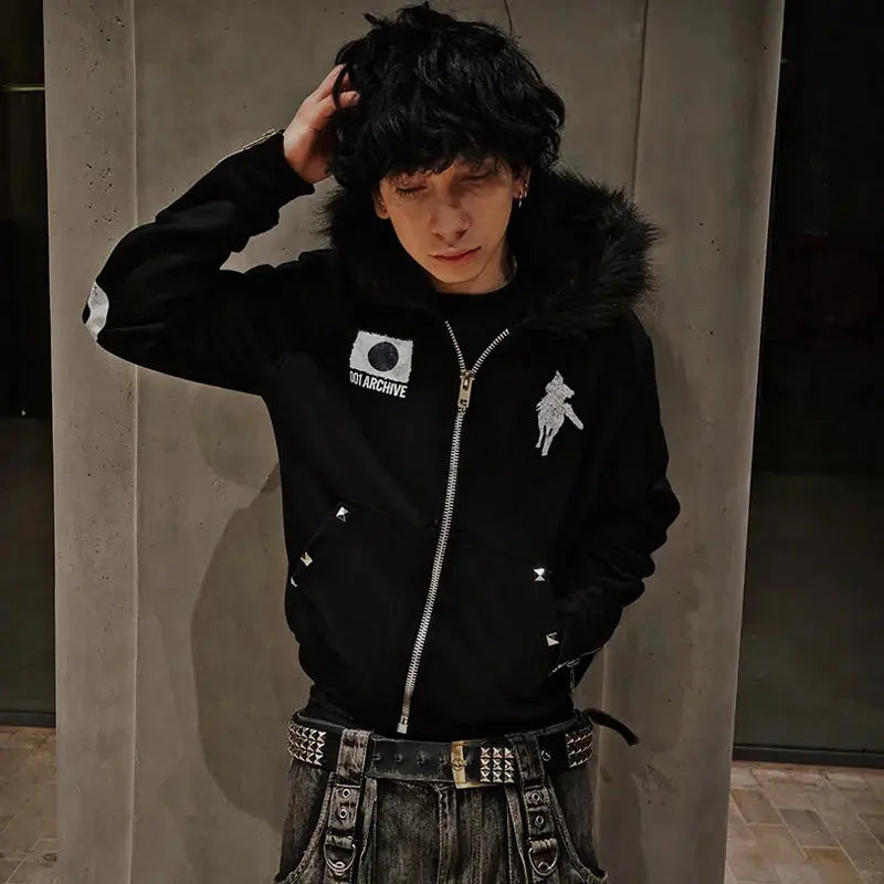 Archive Rider Full-Zip Faux Fur Hoodie