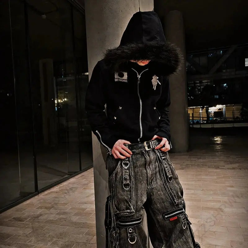 Archive Rider Full-Zip Faux Fur Hoodie