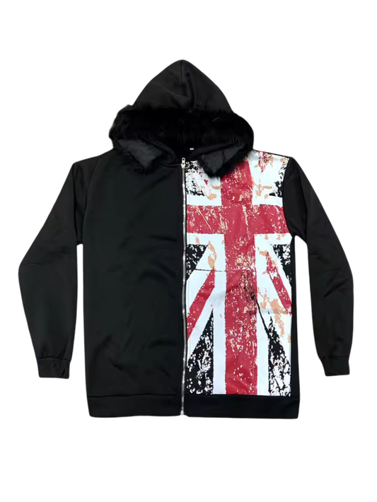 Rebel Flag Full-Zip Faux Fur Hoodie
